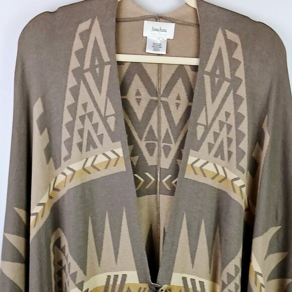 Neiman Marcus Exclusive Women's SZ L Cotton Viscose Sweater Kimono Wrap Poncho - Picture 3 of 6